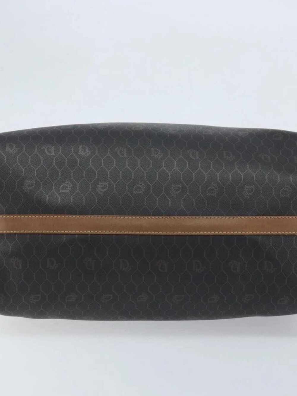 Christian Dior Honeycomb Canvas Hand Bag PVC Black Gold Auth 166851 - Picture 7 of 16